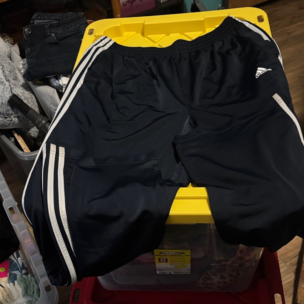 Adidas Navy Shorts with White Accents